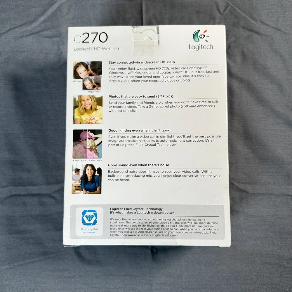 Logitech C270 HD Webcam Black 720p Widescreen Video Calling Built-In Mic Sealed